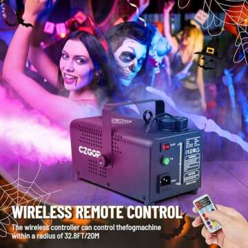 Fog Machine, CZGOR Smoke Machine 18 LED Lights with 13 Colors, LED 600W Fog Machine with 2-In-1 Wireless Remote Control, for Outdoor Indoor Wedding, Stage Effect Halloween Party