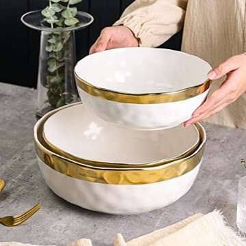 3-Piece Stone Lain Florian Bowl Set with Gold Rim