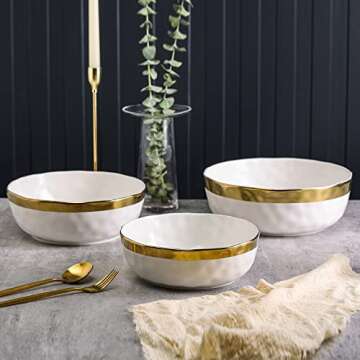 3-Piece Stone Lain Florian Bowl Set with Gold Rim