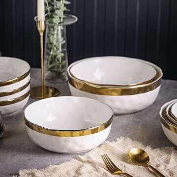 3-Piece Stone Lain Florian Bowl Set with Gold Rim