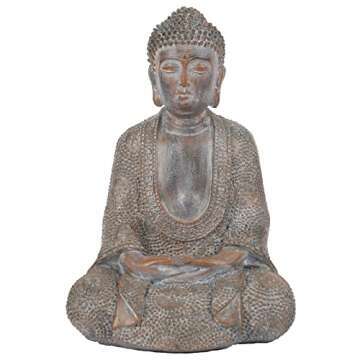 Tolatr Buddha Statue Outdoor,Zen Garden Decor Buddha Sculpture for Home Meditation Decor Buda Decoration for Patio Desk Porch Yard Art Resin Decoration(8.66 Inch)