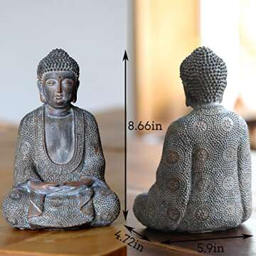 Tolatr Buddha Statue Outdoor,Zen Garden Decor Buddha Sculpture for Home Meditation Decor Buda Decoration for Patio Desk Porch Yard Art Resin Decoration(8.66 Inch)