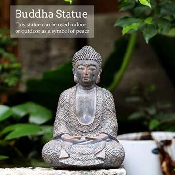 Tolatr Buddha Statue Outdoor,Zen Garden Decor Buddha Sculpture for Home Meditation Decor Buda Decoration for Patio Desk Porch Yard Art Resin Decoration(8.66 Inch)