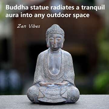 Tolatr Buddha Statue Outdoor,Zen Garden Decor Buddha Sculpture for Home Meditation Decor Buda Decoration for Patio Desk Porch Yard Art Resin Decoration(8.66 Inch)