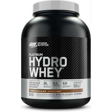 Optimum Nutrition Platinum Hydrowhey Protein Powder, 100% Hydrolyzed Whey Protein Isolate Powder, Flavor: Turbo Chocolate, 40 Servings, 3.61 Pounds (Packaging May Vary)