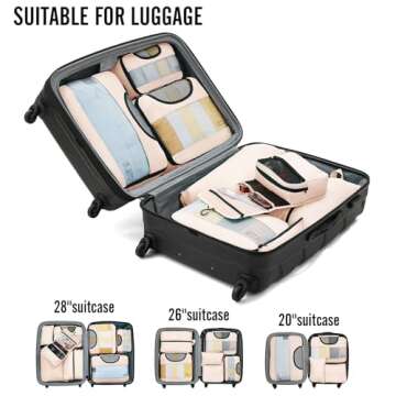 Veken 8 Set Packing Cubes for Suitcases, Luggage Organizer Bags Set-Gifts for Mom