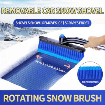 COFSODI Car Windshield Ice Scraper With Snow Brush, Snow Removal Squeegee For Automotive, Exterior Dust Remover Brushes And Brooms, Essential Winter Car Window Extendable Long Handled Snow Brush Tool.