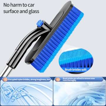 COFSODI Car Windshield Ice Scraper With Snow Brush, Snow Removal Squeegee For Automotive, Exterior Dust Remover Brushes And Brooms, Essential Winter Car Window Extendable Long Handled Snow Brush Tool.