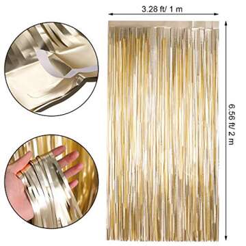 Sumind 4 Packs Metallic Tinsel Foil Curtains Backdrop Door Fringe Curtains Photo Booth Backdrops for New Year Wedding Graduation Birthday Disco Party Favor Decorations