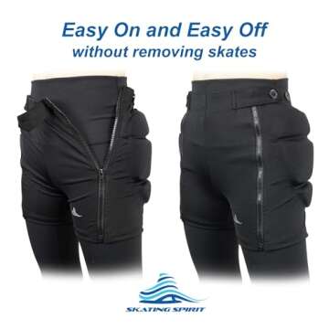 Skating Spirit Zip-on Zip-Off Padded Shorts Protective Crash Pants Tailbone Hip Butt Pad for Skating Skateboarding Skiing