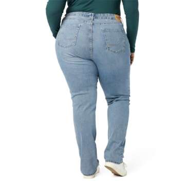 Levi Strauss Signature Gold Women's Curvy Totally Shaping Straight Jeans (Available in Plus Size), Blue Ice-waterless, 14 Medium