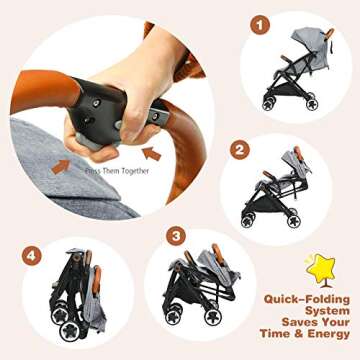 BABY JOY Lightweight Baby Stroller, Compact Toddler Travel Stroller for Airplane, Infant Stroller w/ 5-Point Harness, Adjustable Backrest/Footrest/Canopy, Storage Basket, Easy One-Hand Fold, Gray