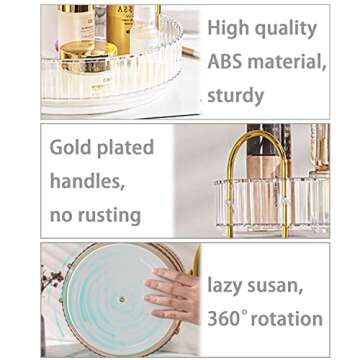 shuang qing Rotating Makeup Organizer for Vanity 3 Tier, High-Capacity Skincare Clear Make Up Storage Perfume Organizers Cosmetic Dresser Organizer Countertop 360 Spinning （Clear）