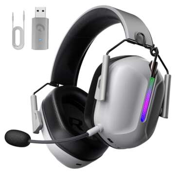 Gvyugke 2.4GHz Wireless Gaming Headset for PS5, PS4, PC, Switch, Bluetooth 5.3 Gaming Headphone with Microphone Noise Canceling, ONLY 3.5MM Wired for Xbox Series, 40H Battery, Bass Sound (Gray)