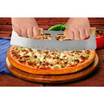 Stainless Steel Pizza Cutter with Wooden Handles