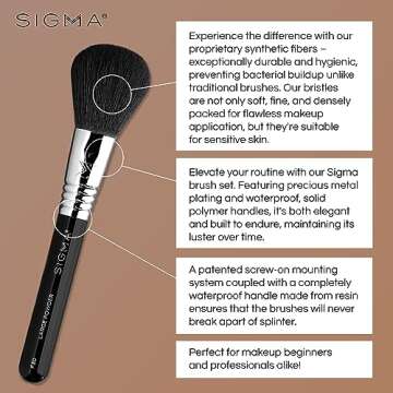 Sigma Beauty Travel Makeup Brush Set – Travel Makeup Brushes with Premium Fibers and Sleek, Durable Handles for Face & Eyes, Includes 7 Black Makeup Brushes and a Makeup Brush Cup