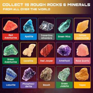 PIBEX Gemstone Dig Kit, Dig up 15 Rocks & Minerals from Earth Moon Mars, Solar System Planets Geology Science Set, Space Rock Mining Toys for Kids, STEM Gift for Boys & Girls Age 6-8-12