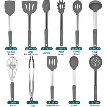 Silicone Kitchen Cooking Utensils Set with Stainless Steel Handle, Spatula Set Utensil Set, Cooking Utensil Set,Kitchen Tools Gadgets for Nonstick Cookware