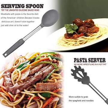 Silicone Kitchen Cooking Utensils Set with Stainless Steel Handle, Spatula Set Utensil Set, Cooking Utensil Set,Kitchen Tools Gadgets for Nonstick Cookware