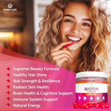 (Bulk - 120ct) Hair Growth Optimizer - Vegan Biotin Gummies - Tasty Biotin Supplement for Women & Mens Thicker Hair - Nail Growth & Strengthener for Brittle Breaking Nails & Skin Health, Gluten-Free