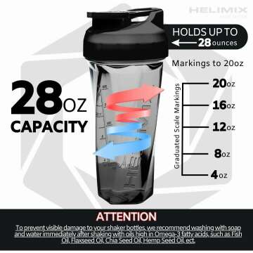 HELIMIX Vortex Blender Shaker Bottle - 28oz