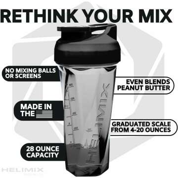 HELIMIX Vortex Blender Shaker Bottle - 28oz