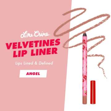 Lime Crime Velvetines Lip Liner, Angel (Apricot Nude) - Soft & Creamy Texture - Long-Lasting Nude Matte Lip Lining Pencil - Waterproof Formula, Won't Smudge or Transfer - Vegan & Cruelty-Free