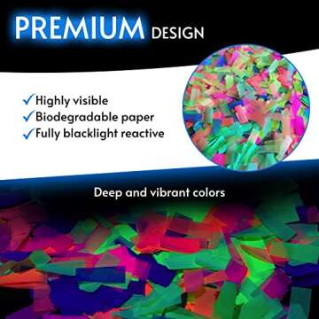 20000 Pieces Glow King Blacklight Reactive Paper Confetti | Premium UV Fluorescent Glow Party Gift for Decorations and Birthdays | Ideal for Bachelorette, New Year, Wedding, and Events