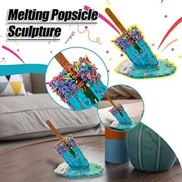 FlekmanArt Melting Popsicle Sculpture, Creative Melting Ice Cream Resin Ornaments, Summer Cool Lollipop Crafts,Summer Beach Cool Statues Home Decor Popsicle Ornament Present,