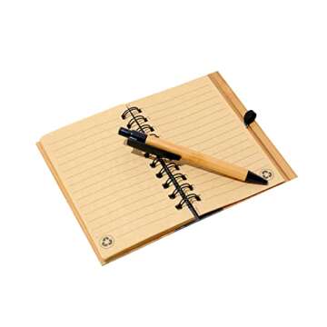 Bamboo Notebook & Pen Set for Writing & Arts & Crafts