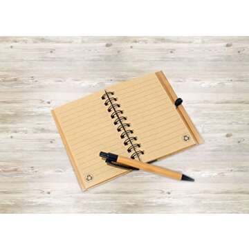 Bamboo Notebook & Pen Set for Writing & Arts & Crafts