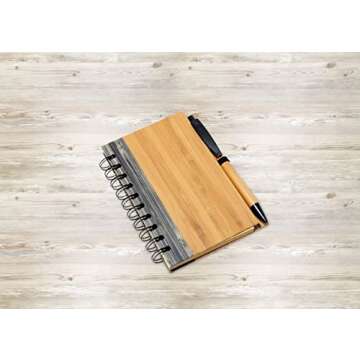 Bamboo Notebook & Pen Set for Writing & Arts & Crafts