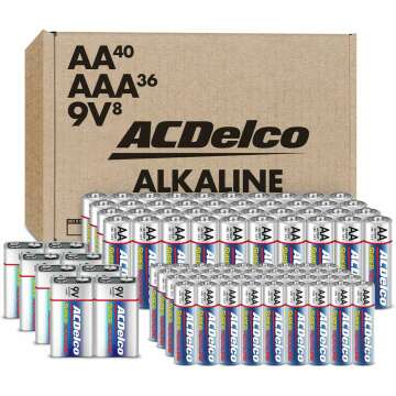 ACDelco AA, AAA, 9-Volt Combo Pack, 40-AA, 36 AAA, 8 9V Batteries, Alkaline Batteries