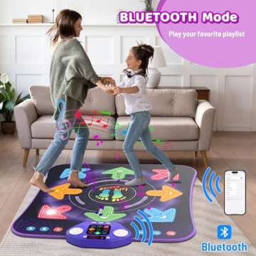 Dance Mat Toys for 3-12 Year Old Kids, Light Up 8 Buttons Dance Mats with Bluetooth, Music Dance Game Toy with 7 Game Modes, Christmas Birthday Gifts for 3 4 5 6 7 8 9 10+ Year Old Girls Boys