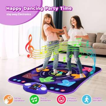 Dance Mat Toys for 3-12 Year Old Kids, Light Up 8 Buttons Dance Mats with Bluetooth, Music Dance Game Toy with 7 Game Modes, Christmas Birthday Gifts for 3 4 5 6 7 8 9 10+ Year Old Girls Boys