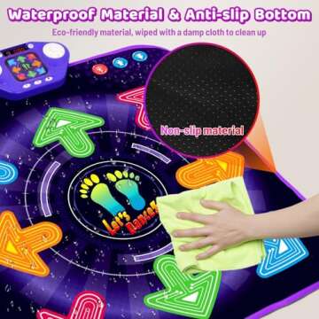 Dance Mat Toys for 3-12 Year Old Kids, Light Up 8 Buttons Dance Mats with Bluetooth, Music Dance Game Toy with 7 Game Modes, Christmas Birthday Gifts for 3 4 5 6 7 8 9 10+ Year Old Girls Boys