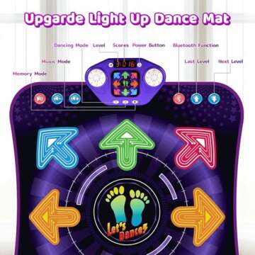 Dance Mat Toys for 3-12 Year Old Kids, Light Up 8 Buttons Dance Mats with Bluetooth, Music Dance Game Toy with 7 Game Modes, Christmas Birthday Gifts for 3 4 5 6 7 8 9 10+ Year Old Girls Boys