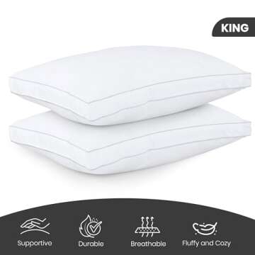 Utopia Bedding Bed Pillows for Sleeping King Size (White), Set of 2, Cooling Hotel Quality, Gusseted Pillow for Back, Stomach or Side Sleepers