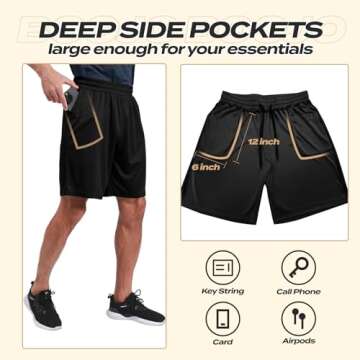 Men's Athletic Gym Shorts - Quick Dry & Pockets