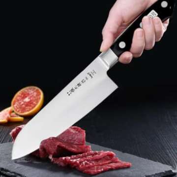 TOJIRO JAPAN Professional Santoku Chef Knife VG10 + 13 Chrome Stainless Steel - 6.7 Inc 170mm - Samurai Hand Made