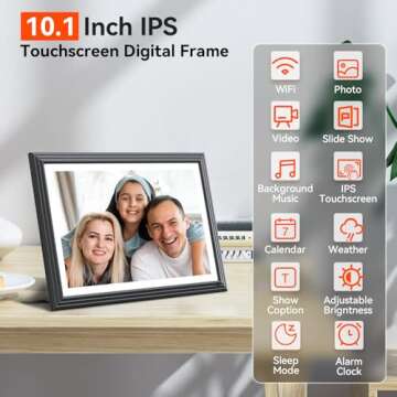 TOLOVE Digital Picture Frame 10.1 Inch-16G WiFi Digital Photo Frame,1280 * 800 HD IPS Touch Screen Smart Cloud Photo Frame, to Share Photos Or Videos Remotely Via APP Email- Android/iOS