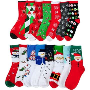 Cozy Cotton Holiday Socks - 15 Pairs Christmas Gift Set for Women