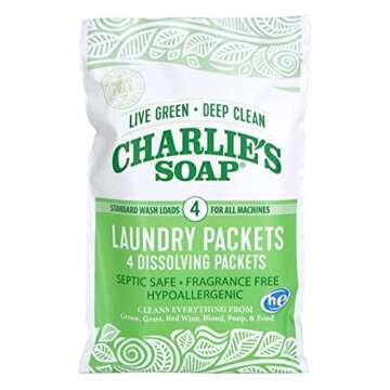 Charlie's Soap Travel Kit - 8 Individual Powder Packets with Laundry Pre-Spray