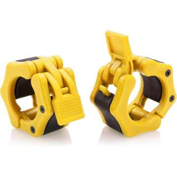 Greententljs Olympic Barbell Clamps Quick Release Pair of Locking 2" Olympic Bar Barbell Clip Lock Collars Spinlock Workout Pro Collar Clips for Squat Weightlifting Fitness Training (Pair of Yellow)