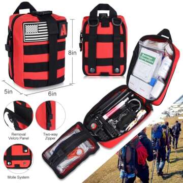 NAPASA Survival Kit 257Pcs Professional Survival Gear Emergency Tactical First Aid Kit Outdoor Trauma Bag for Men Women Adventure Camping Hiking Hunting, White Elephant for Adults Men