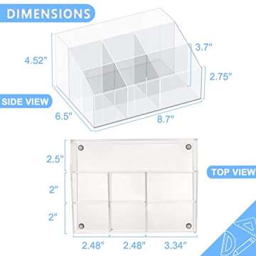 VITVITI Acrylic Pen Holder, Clear Desk Organizer, Pen Organizer for Desk, 7 Compartments Desk Pencil Holder, Desktop Stationery Organizer for Office Storage/School/Home/Art Supplies