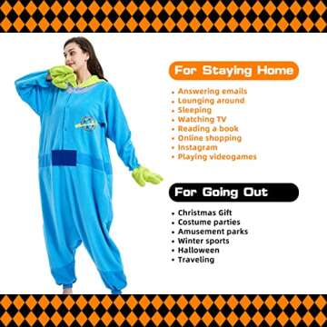 ressber Unisex Adult Onesie Pajamas Animal One Piece Halloween Costume Christmas Sleepwear Jumpsuit (Aliens, Small)