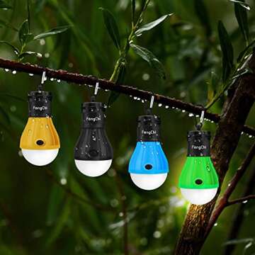 FengChi LED Camping Lantern, [3 Pack] Portable Outdoor Tent Light Emergency Bulb Light for Camping, Hiking, Fishing,Hurricane, Storm, Outage (Black-3pcs) …