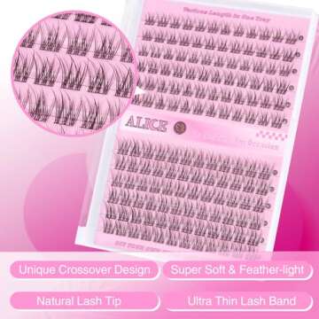 ALICE Natural Lash Clusters C Curl DIY Eyelash Extensions 9-11mm Short Individual Lashes Wispy Lash Extensions Handmade Eyelash Clusters 144 Pcs