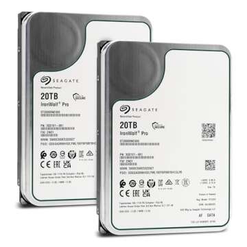 Seagate IronWolf Pro 20TB SATA III 3.5" Internal NAS Hard Drive, 7200 RPM, 2-Pack (Renewed)